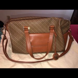 Brown Patterned Tory Burch Shoulder Bag